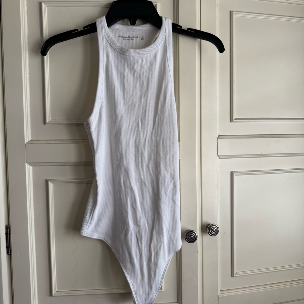 Abercrombie & Fitch White Ribbed Tank Top Bodysuit